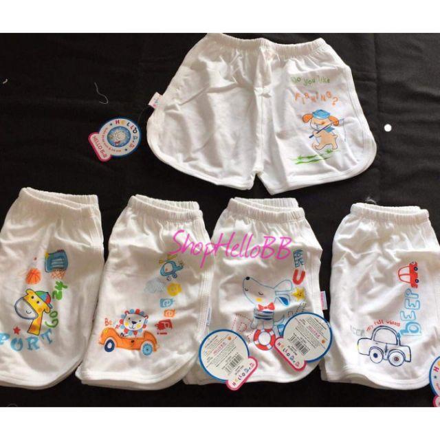 Đủ Size 1-10 bé trai 6-29kg QUẦN SHORT VIỀN TRẮNG HELLO B&amp;B - Hello BB hình in ngẫu nhiên tùy theo size