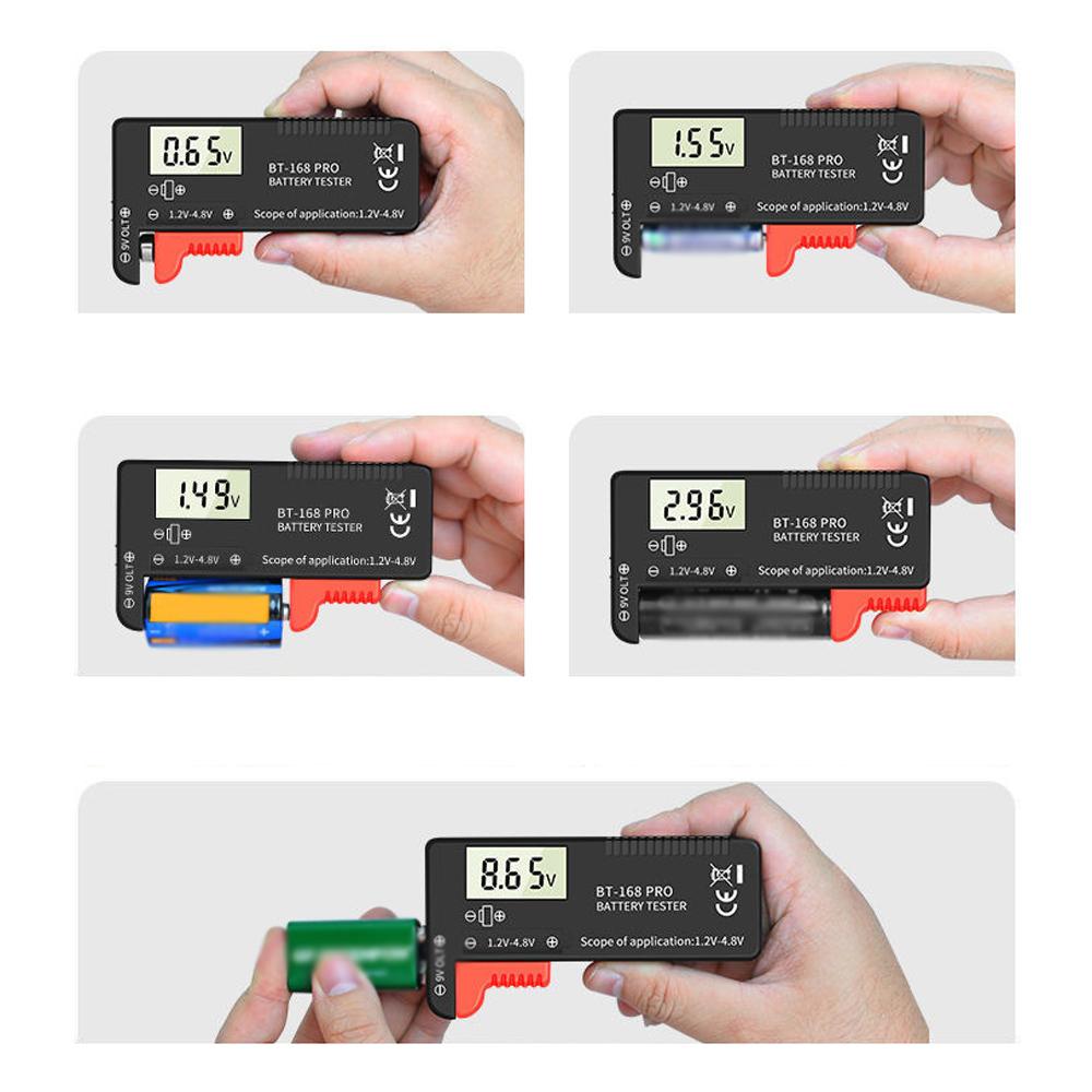 168 PRO Digital Display Universal Battery Tester Portable Battery Capacity Indicator Practical Battery Level Checker Voltage Meter Electric Quantity Monitor Detector for 9V 1.2V-4.8V Battery