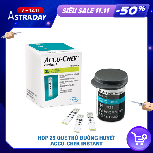 Hộp 25/50/100 que test tiểu đường Accu-Chek INSTANT, NK chính ngạch tem niêm phong nhãn phụ TV