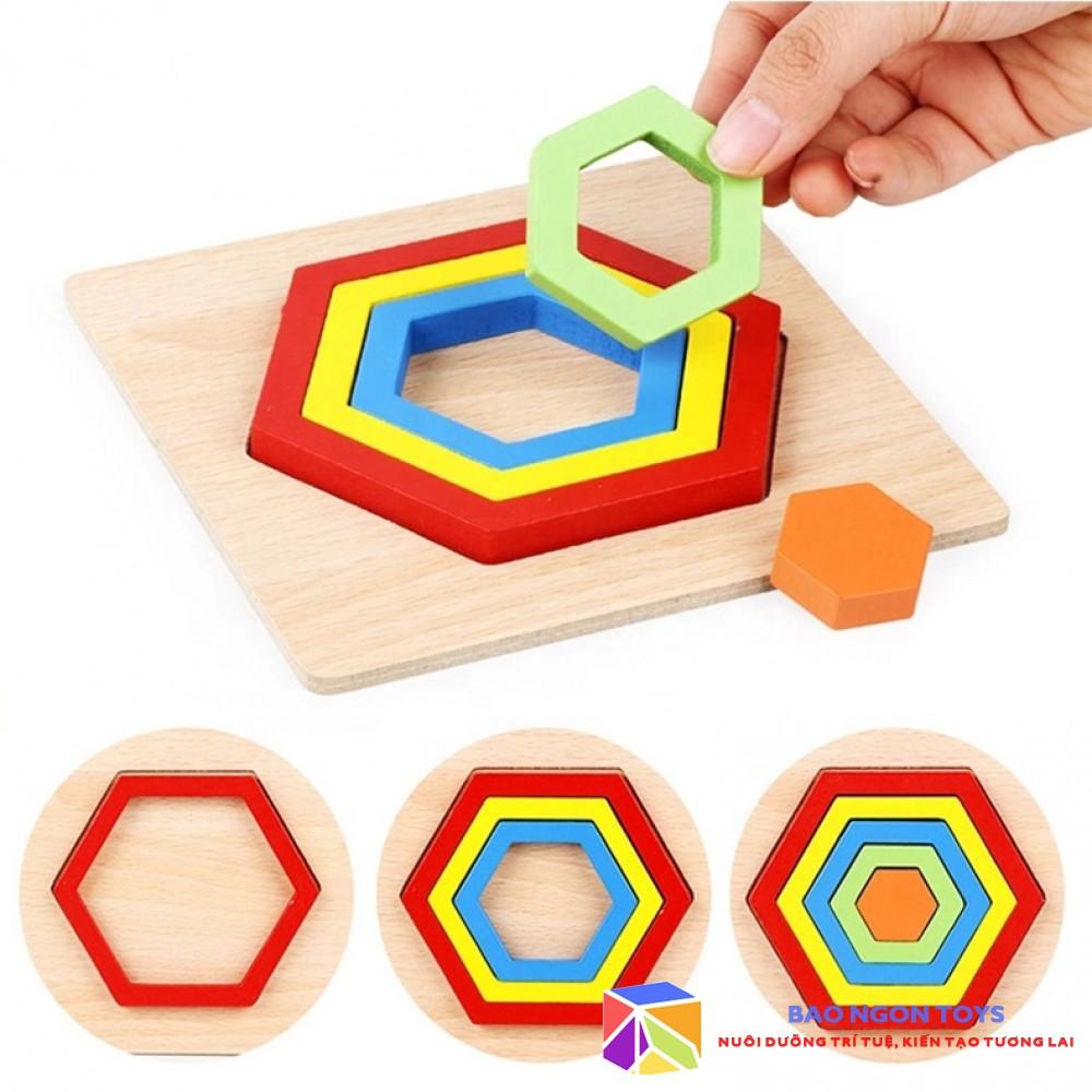 ĐỒ CHƠI GỖ MONTESSORI XẾP HÌNH NHIỀU LỚP GIÚP BÉ HỌC HÌNH DẠNG, PHÁT TRIỂN TƯ DUY TRẺ THƠ VÀ TĂNG CƯỜNG VẬN ĐỘNG TINH