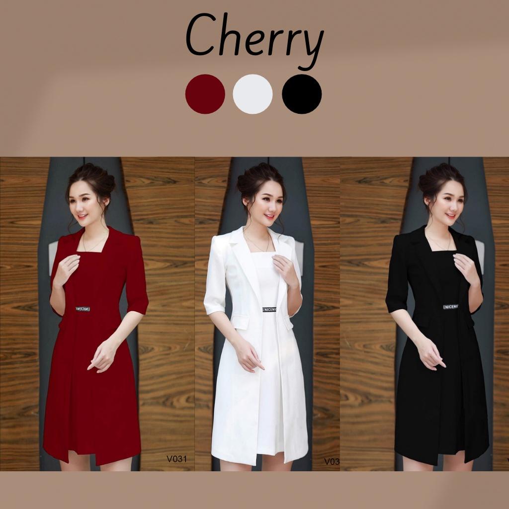 Áo vest nữ công sở dáng maxi dài sang trọng Cherry Store vest blazer hàn quốc ngắn tay V031