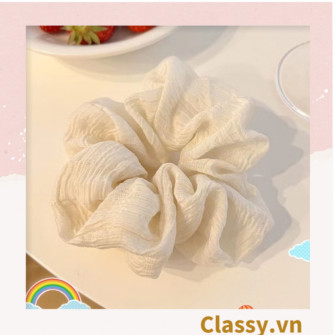 Dây cột tóc Classy, Scrunchies vải voan mềm mịn, màu sắc tông pastel trang nhã PK1505