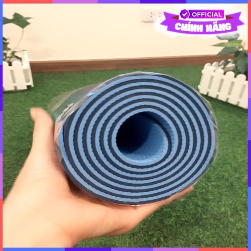 Thảm Tập Tpe Yoga Vouller Mat Cao Cấp 6Mm 2 Lớp - Xanh Dương - Hàng Chính Hãng