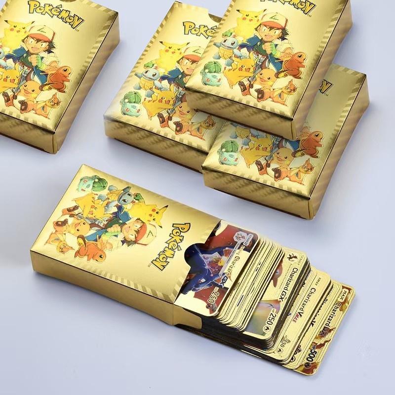 Bộ Sưu Tập Thẻ Bài Pokemon Bằng Kim Loại Màu Vàng/Bạc/Đen/Đen GX Energy Card Charizard Pikachu Cho Bé Trai Super Funny Pokemon Collection Gold&Silevr&Black