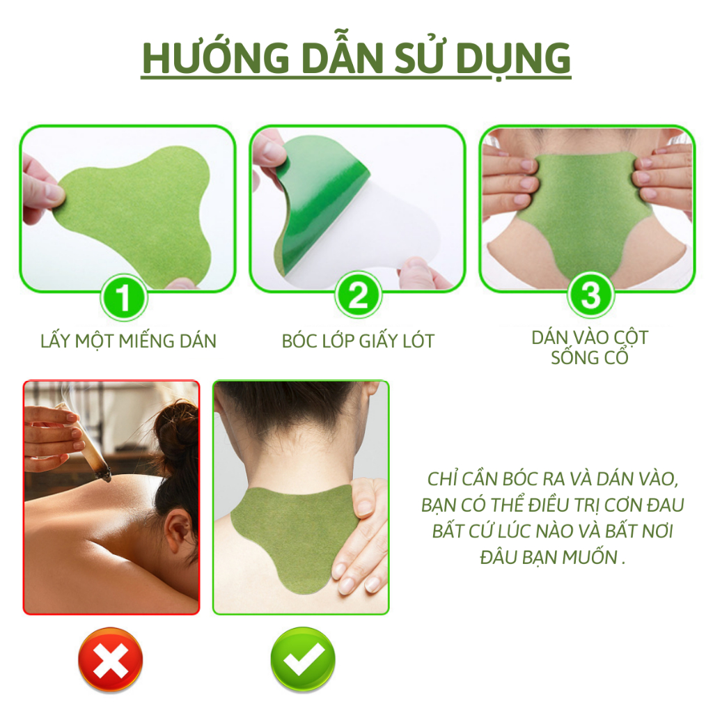 Hộp 12 Miếng Cao Dán Ngải Cứu Xương Khớp Giảm Đau Mỏi Khớp Cổ Vai Gáy Cột Sống Lưng