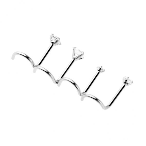 2-7pack 4Pcs Stainless Steel Zircon Crystal Screw Curved Nose Helix Piercing 20g