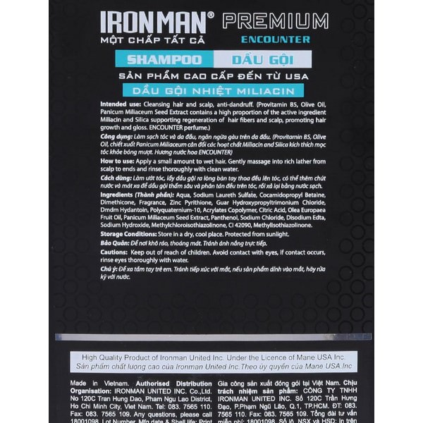 Dầu gội nhiệt hương nước hoa Ironman Encounter 380g