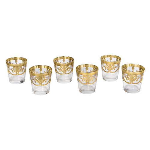 Set 6 cốc pha lê mạ vàng 24k nhập khẩu ITALY Veneziano Gold  GA Italy CRISTAL  6613