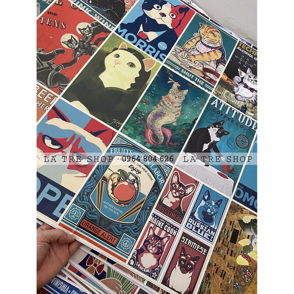 Decal poster vintage nguyên tấm hiện đại trí nội thất quầy bar, tiệm trà chanh POP.ART BAO CẤP
