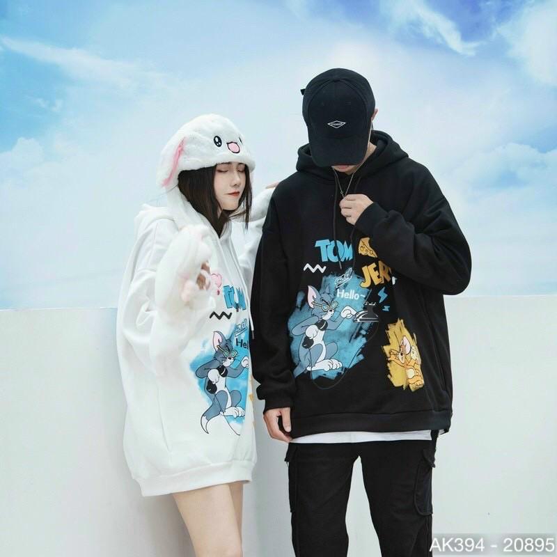 Áo Hoodie Nam Nữ Nỉ Bông Dày Dặn Form Rộng Hàng QC Sweater TOM & JERRY