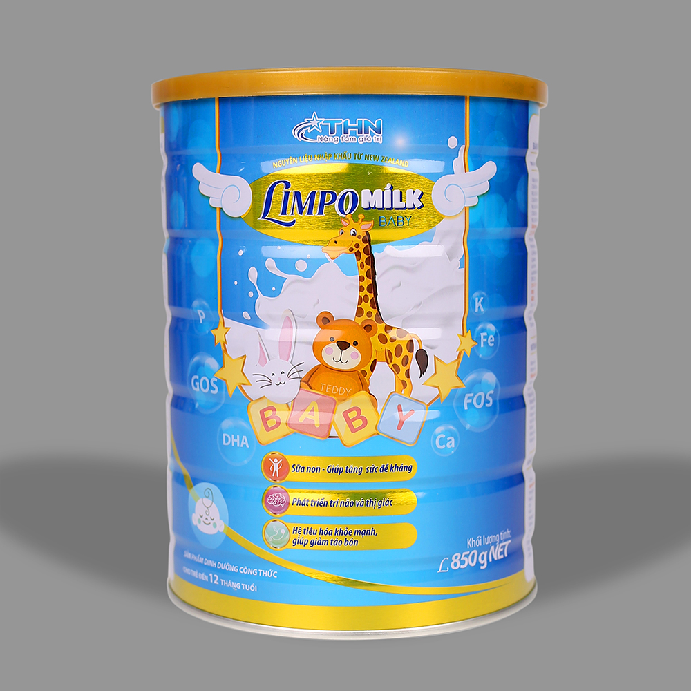 LIMPO MILK BABY 850G - Sữa bột dinh dưỡng dành cho trẻ 0-12 tháng tuổi phát triển trí não, cải thiện hệ tiêu hoá, giảm táo bón