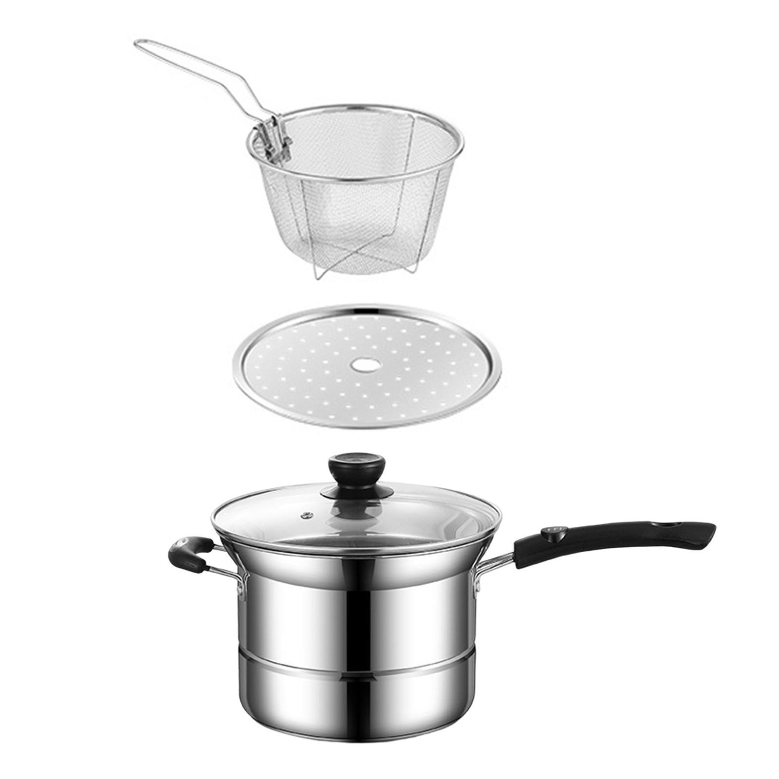 Stainless Steel Sauce Pan, Universal Utensils with Lid Handle Milk Pan Small Pot for Cooking Restaurant Party Indoor Outdoor Dining Room