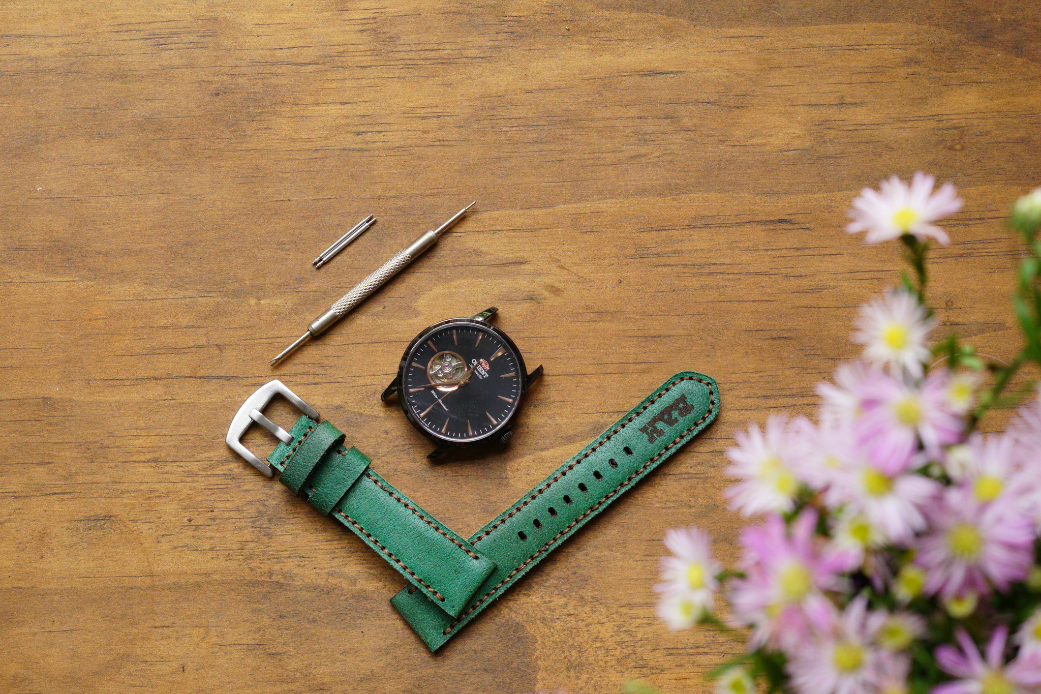 DÂY ĐÔNG HỒ DA BÒ Ý THẬT CAO CẤP XANH LÁ -RAM BUTTERO - HÀNG CHÍNH HÃNG