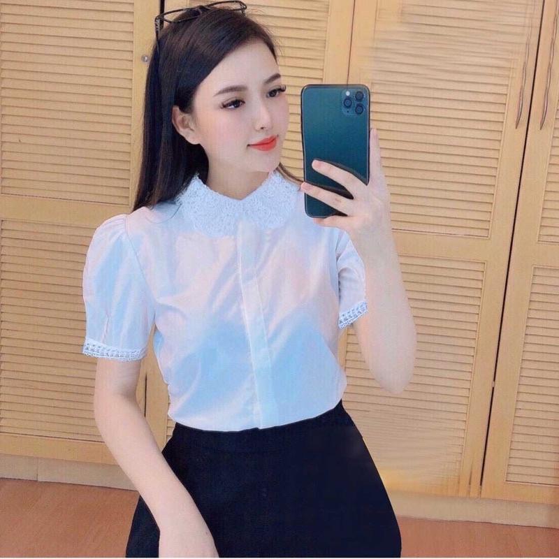 ️Áo nữ️Áo sơ mi trắng cổ ren cao cấp