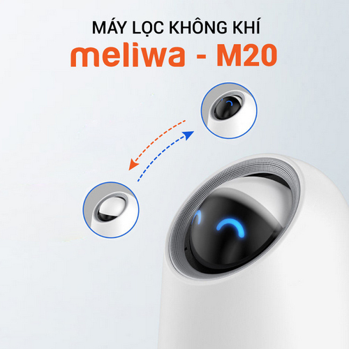 Máy lọc không khí thông minh Meliwa M20 nhỏ gọn, lọc bụi mịn, lông thú cho phòng ngủ bộ lọc HEPA giúp kháng khuẩn - Hàng Chính Hãng