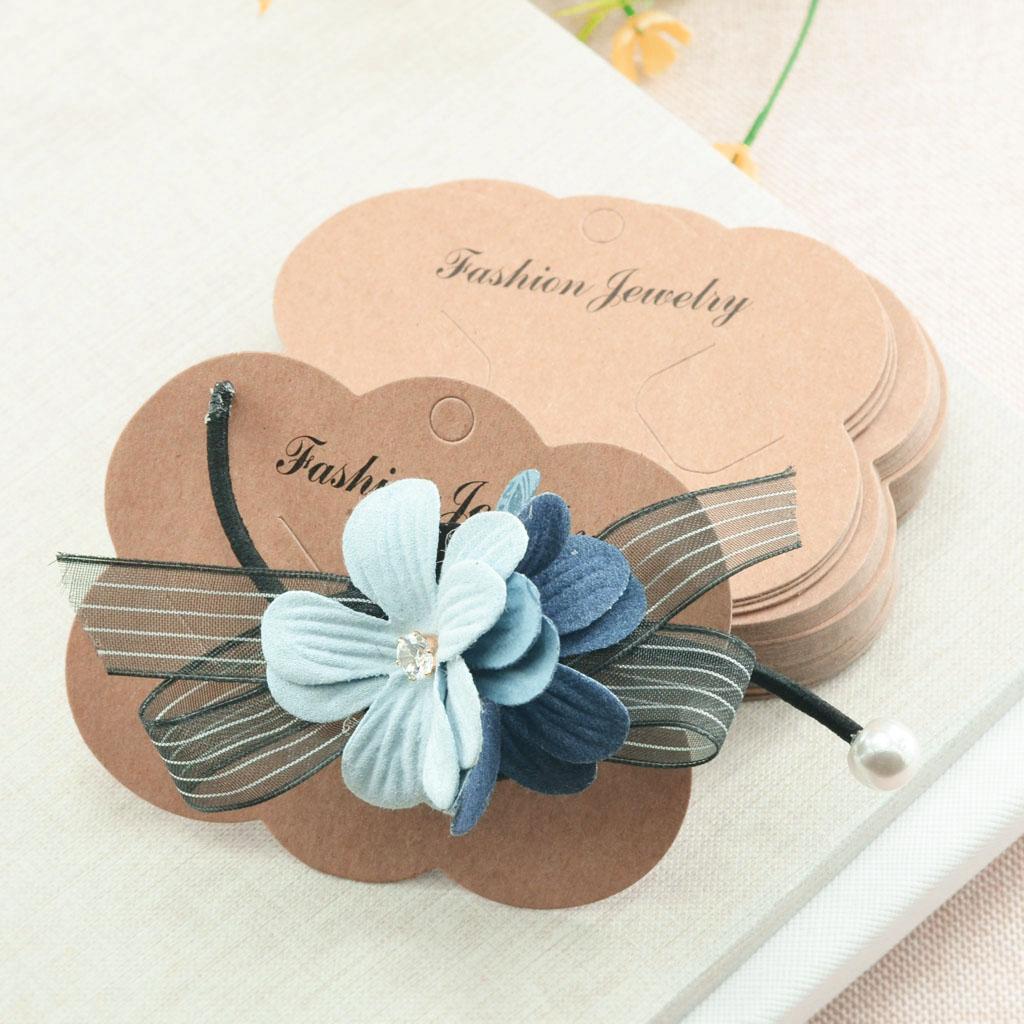 50x Hair Clip Card Paper Jewelry Display Cards Blank Hairpin Packaging Card