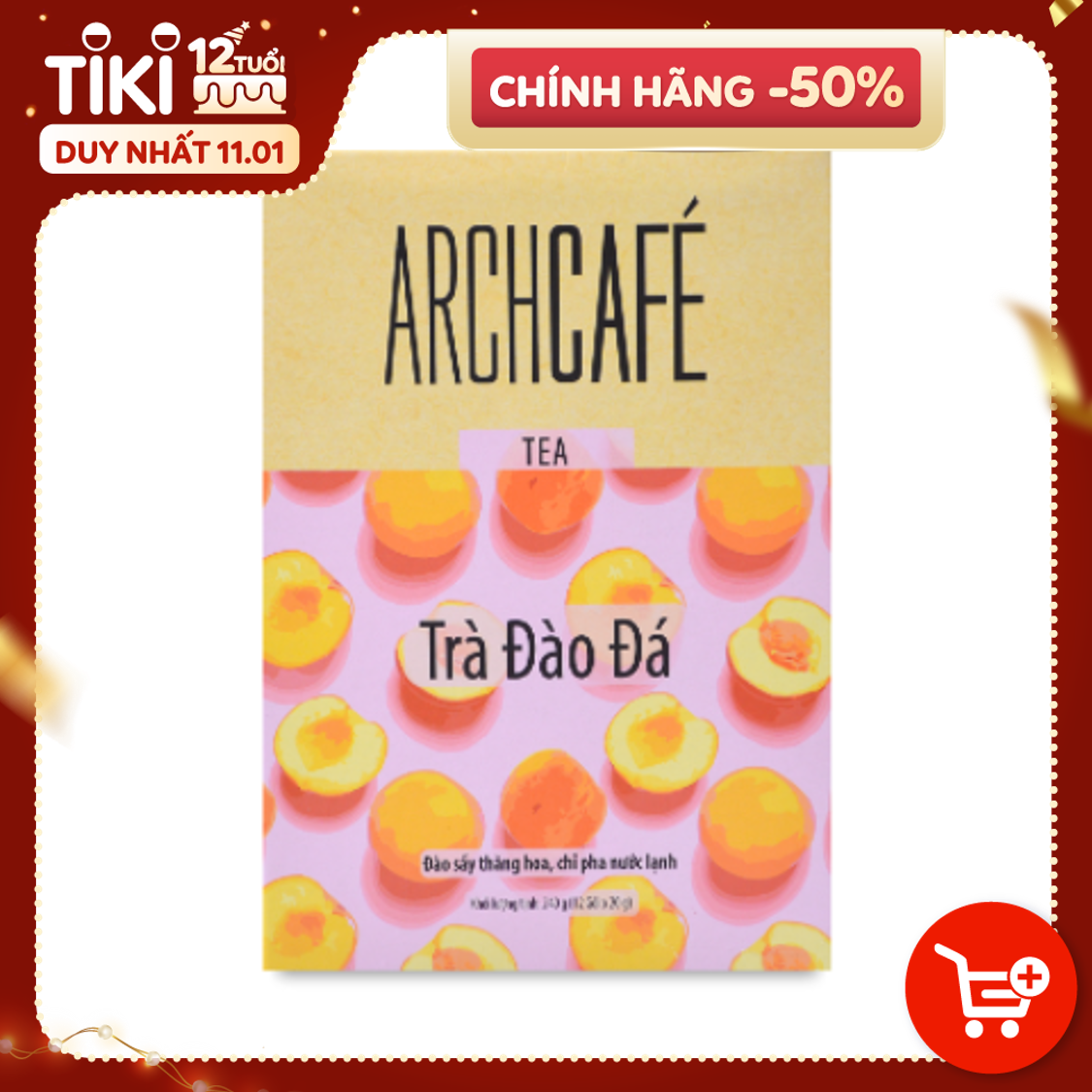 Trà Đào Đá - Trà hoà tan Archcafé (hộp 12 gói x 20g)