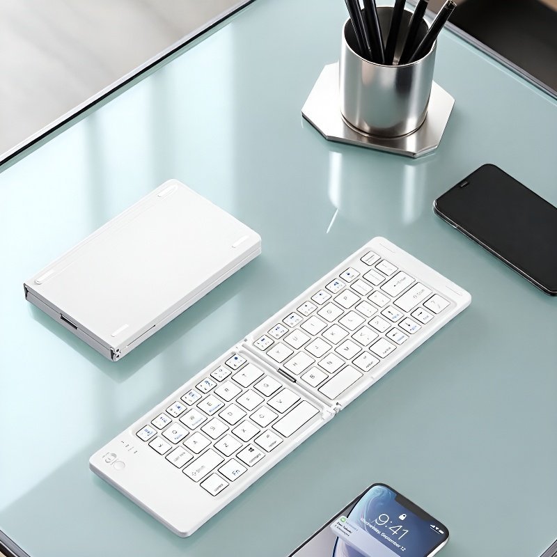 Bàn phím Bluetooth rời gấp gọn tương thích với Windows, Mac, iOS và Android kết nối điện thoại, laptop, máy tính bảng - Hàng chính hãng