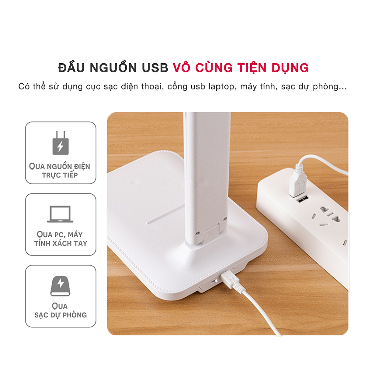 [ Tặng cáp Sạc ] Đèn học để bàn chống cận bảo vệ mắt TC-25, 3 chế độ sáng , tiết kiệm điện, tiết kiệm không gian, Điều chỉnh độ sáng cảm ứng.