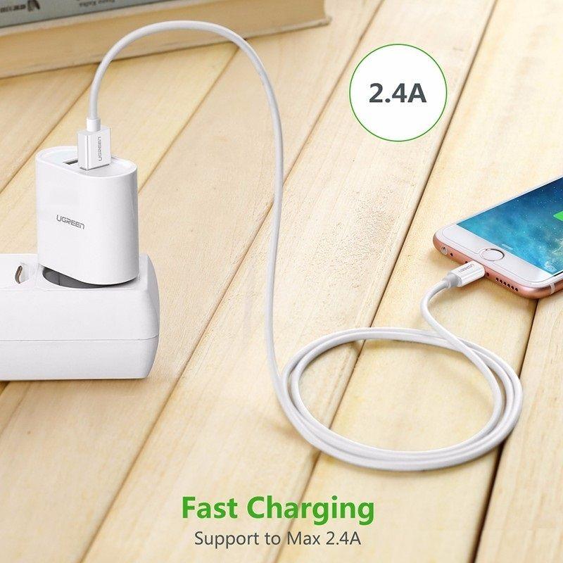 Hình ảnh Ugreen UG80312US155TK 25CM màu trắng cáp Lightning ra Usb 0.25M có chíp MFI chính hãng - HÀNG CHÍNH HÃNG