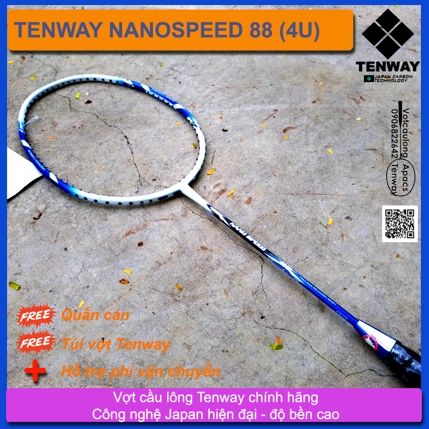Vợt cầu lông Tenway Nano speed 88 | Vợt nặng đầu chuyên công, đánh phong trào rèn luyện sức khỏe