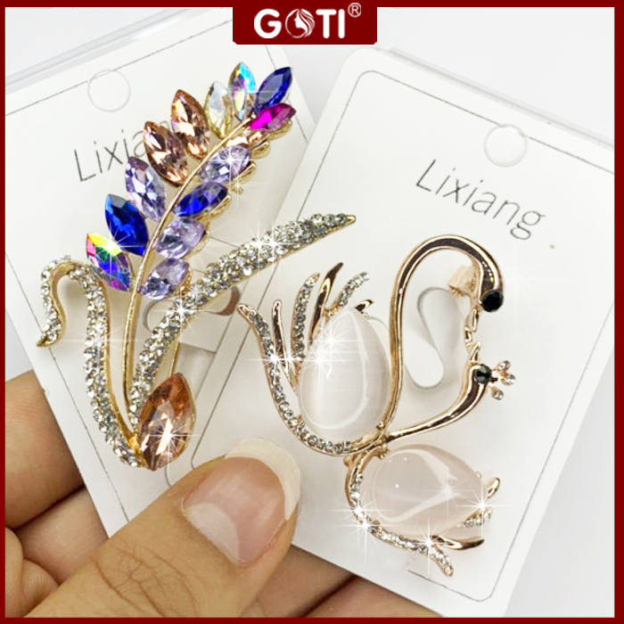 GOTI - Charm Cài Áo Đôi Thiên Nga Kiểu Tag Cài Váy Đẹp Thanh Lịch Dành Cho Nữ Kiểu Dáng Hoa Cao Cấp Đa Dạng GOTI CA12