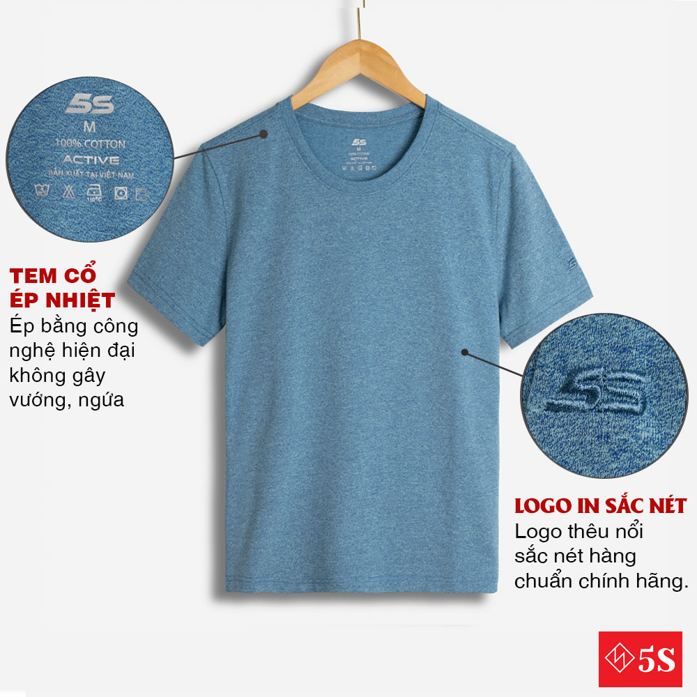 Áo Phông Nam Tay Ngắn 5S (6 màu), Chất Liệu Premium Cotton Siêu Mát, Bền Màu, Thiết Kế Trẻ Trung Năng Động (TSO21023-01)