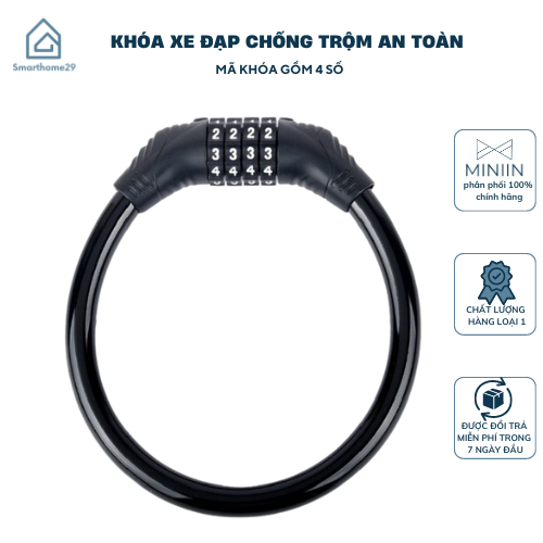 Khóa Xe Đạp Thể Thao Chống Trộm Khóa Dây Treo Yên Xe Đạp 4 Số Xoay Mã Khóa Tránh Mất Chìa Khóa- HÀNG CHÍNH HÃNG MINIIN