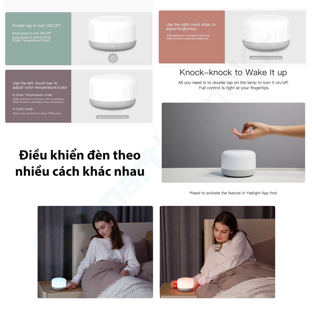 Đèn ngủ thông minh Yeelight LED Bedside Lamp D2 WRGB - Tương thích Apple HomeKit, Google Home