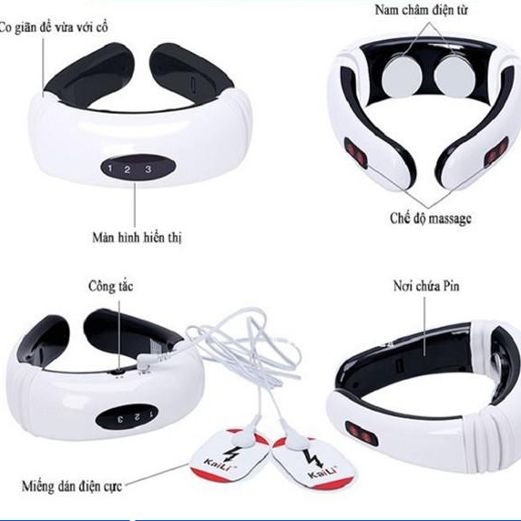 Máy massage cổ vai gáy 3D rung kết hợp xung điện từ trị liệu đau cơ thể - Máy mát xa cổ KL583