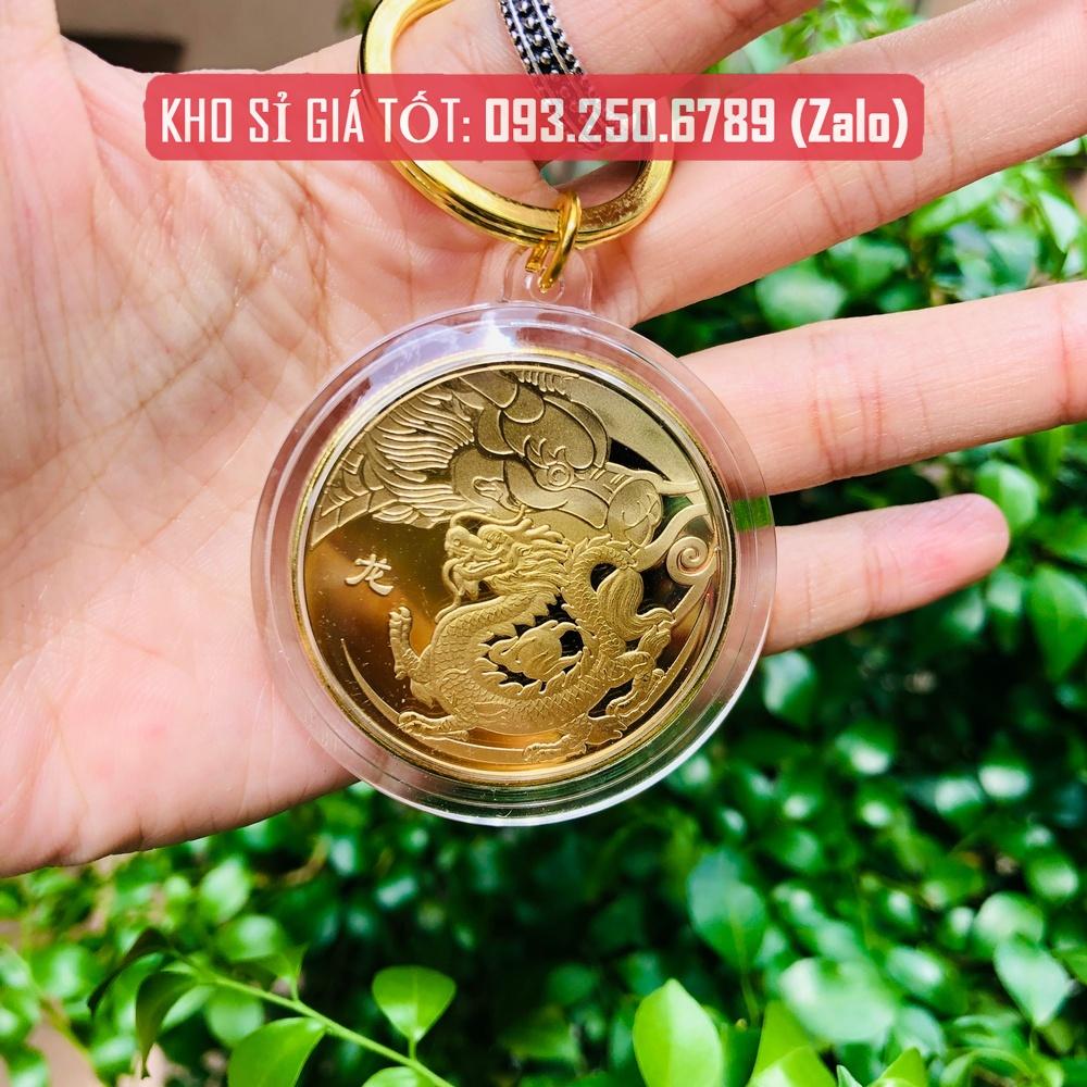 Móc Khóa Đồng Xu Khắc Hình 12 Con Giáp, Niken Mạ Vàng Phong Thủy - COBALA