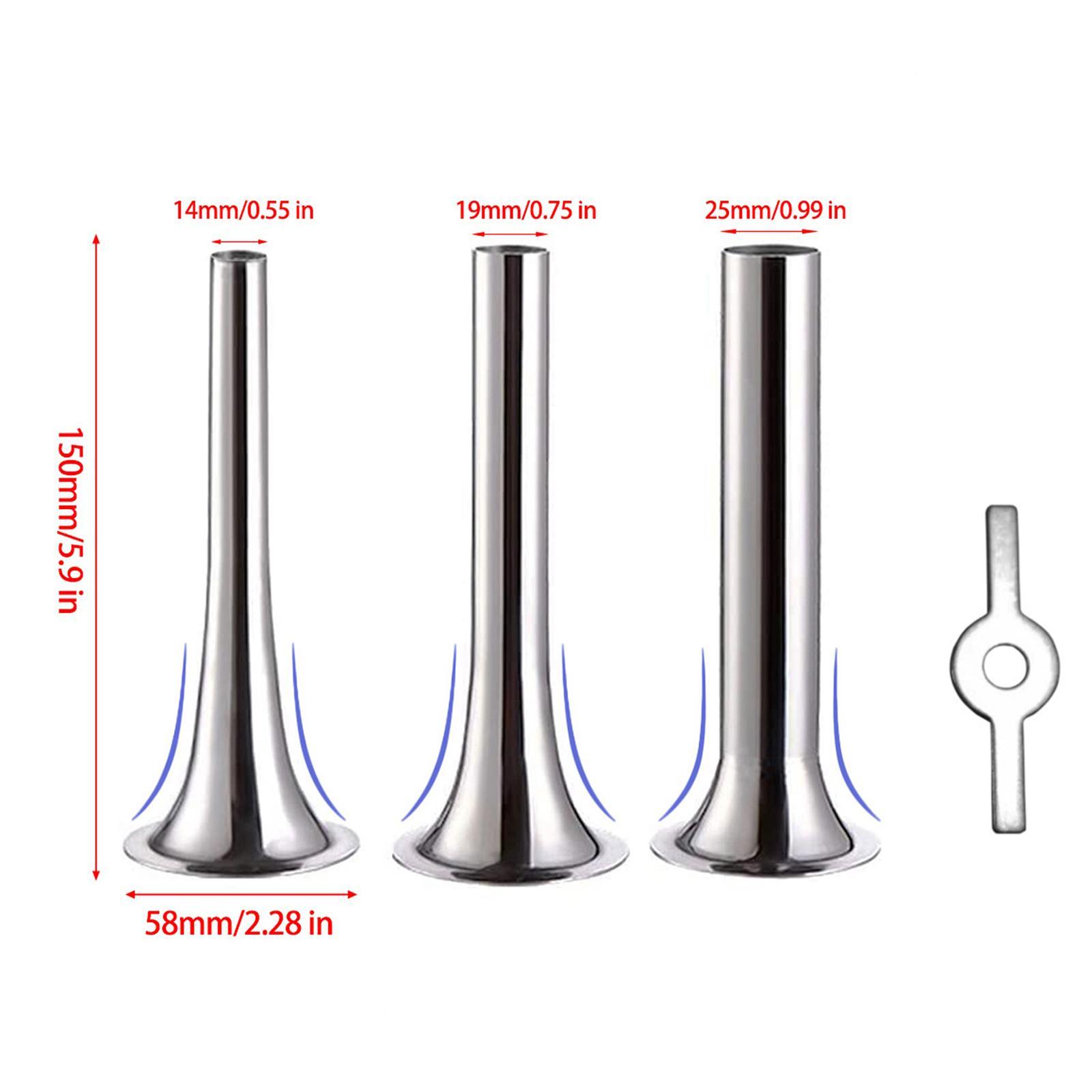3x Funnels Attachment Sausage Stuffer Kit Sausage Maker Tube for Kitchen