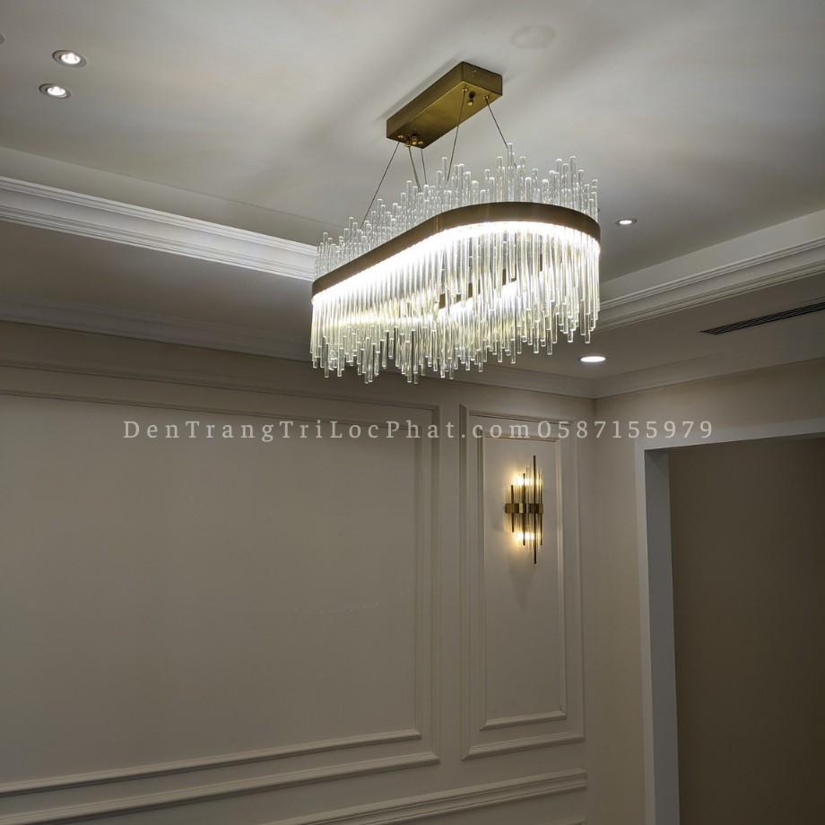 Đèn chùm, đèn chùm thả trần pha lê vương miện cao cấp 3 chế độ ánh sáng trang trí phòng khách, thả bàn ăn