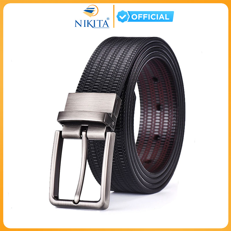 Dây nịt nam, Dây thắt lưng nam da bò hai mặt NIKITA DL1314