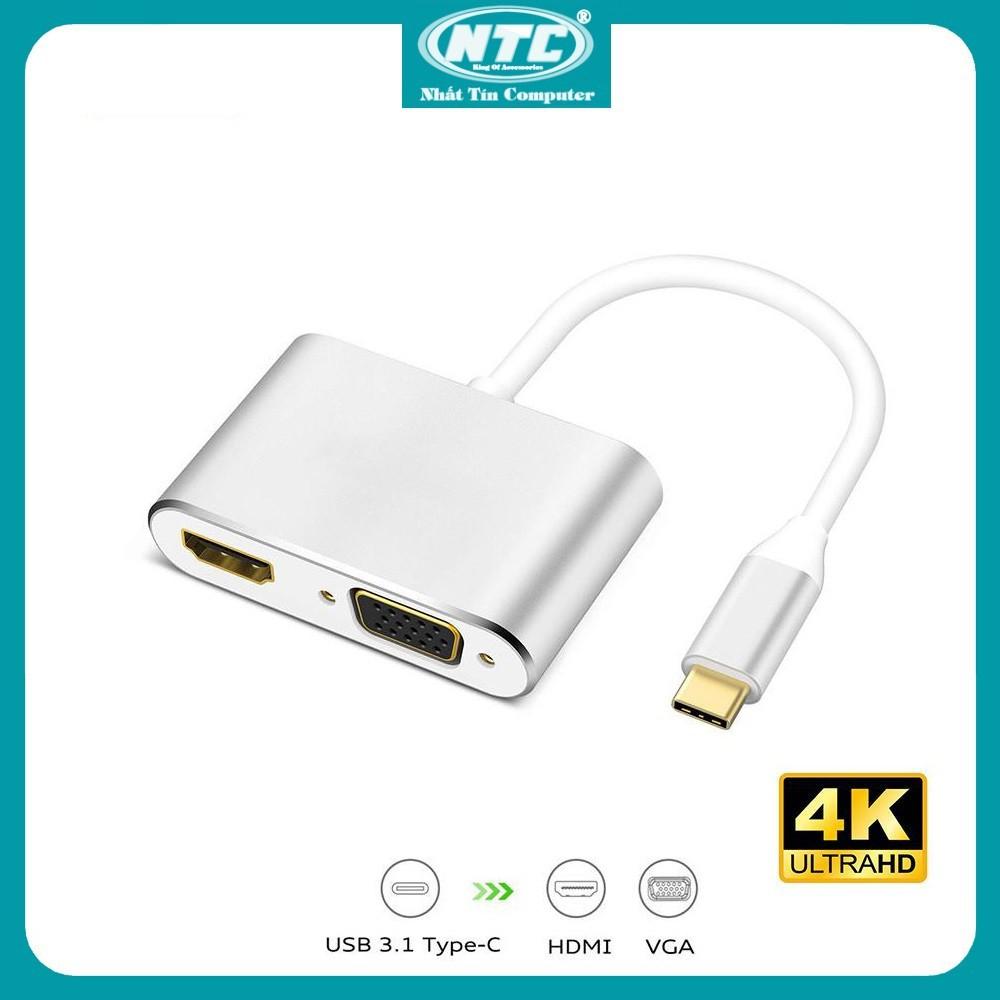 Cáp chuyển đổi từ cổng USB TypeC sang HDMI và VGA NTC VS-01 hỗ trợ 4K - Nhất Tín Computer