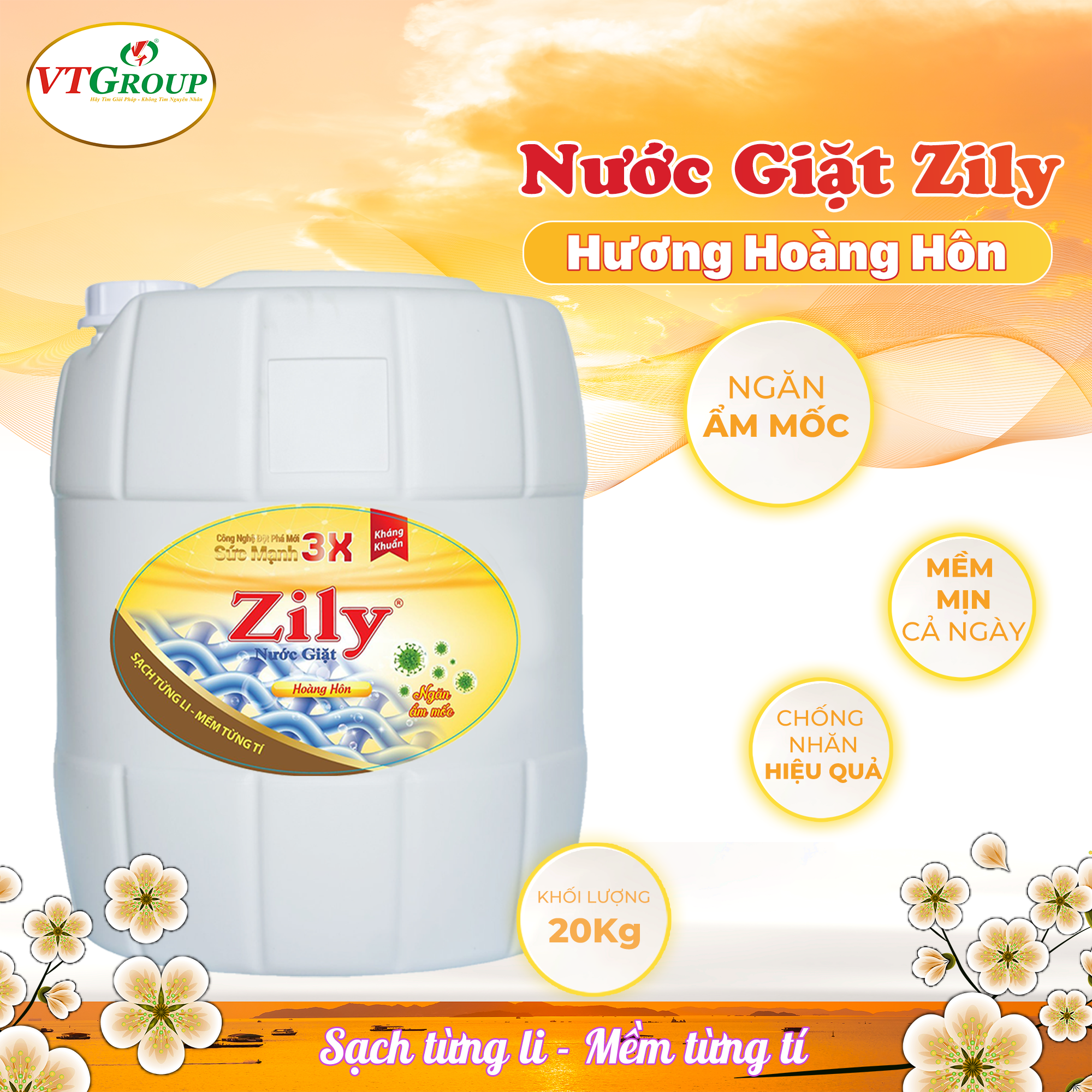 Nước giặt Zily can 20kg (Can) - Tặng 1 can xả vải 5kg biển tình