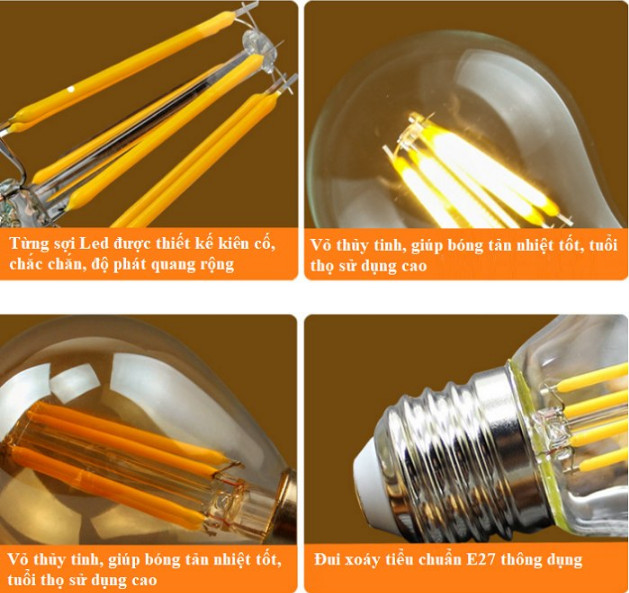 Bóng đèn Led Edison G45 4W đui E27 hàng chính hãng