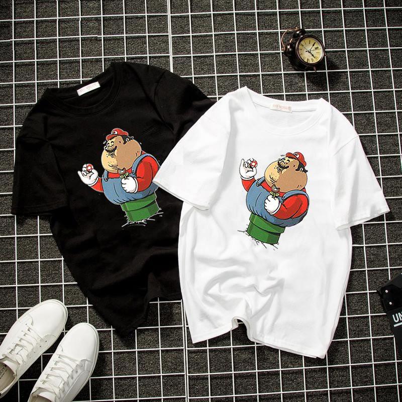Áo thun unisex form rộng mario mập Hàn Quốc vải dày mịn 2019T2058