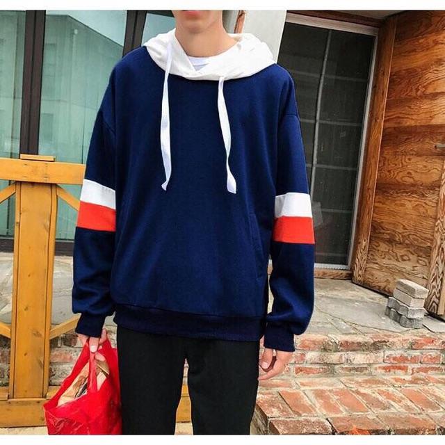 Áo hoodie nam nữ phối hai sọc tay