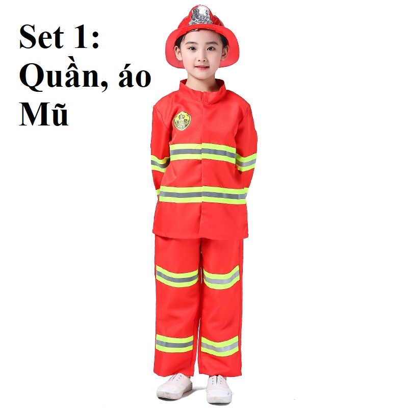 Bộ Đồ Hóa Trang Lính Cứu Hỏa Cho Trẻ Em Kèm Bộ Đồ Chơi Xinh Xắn