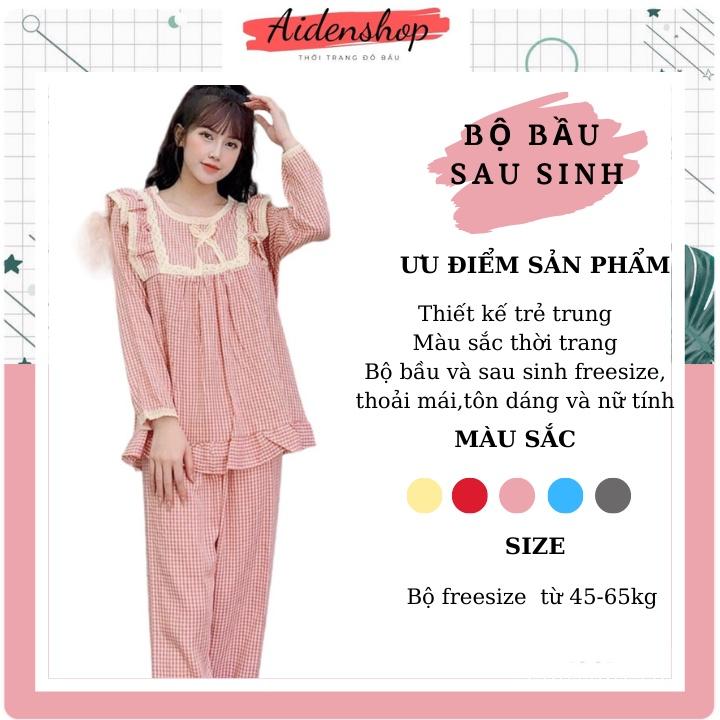 Bộ bầu đẹp sau sinh Aidenshop đồ bộ bầu thiết kế dài tay