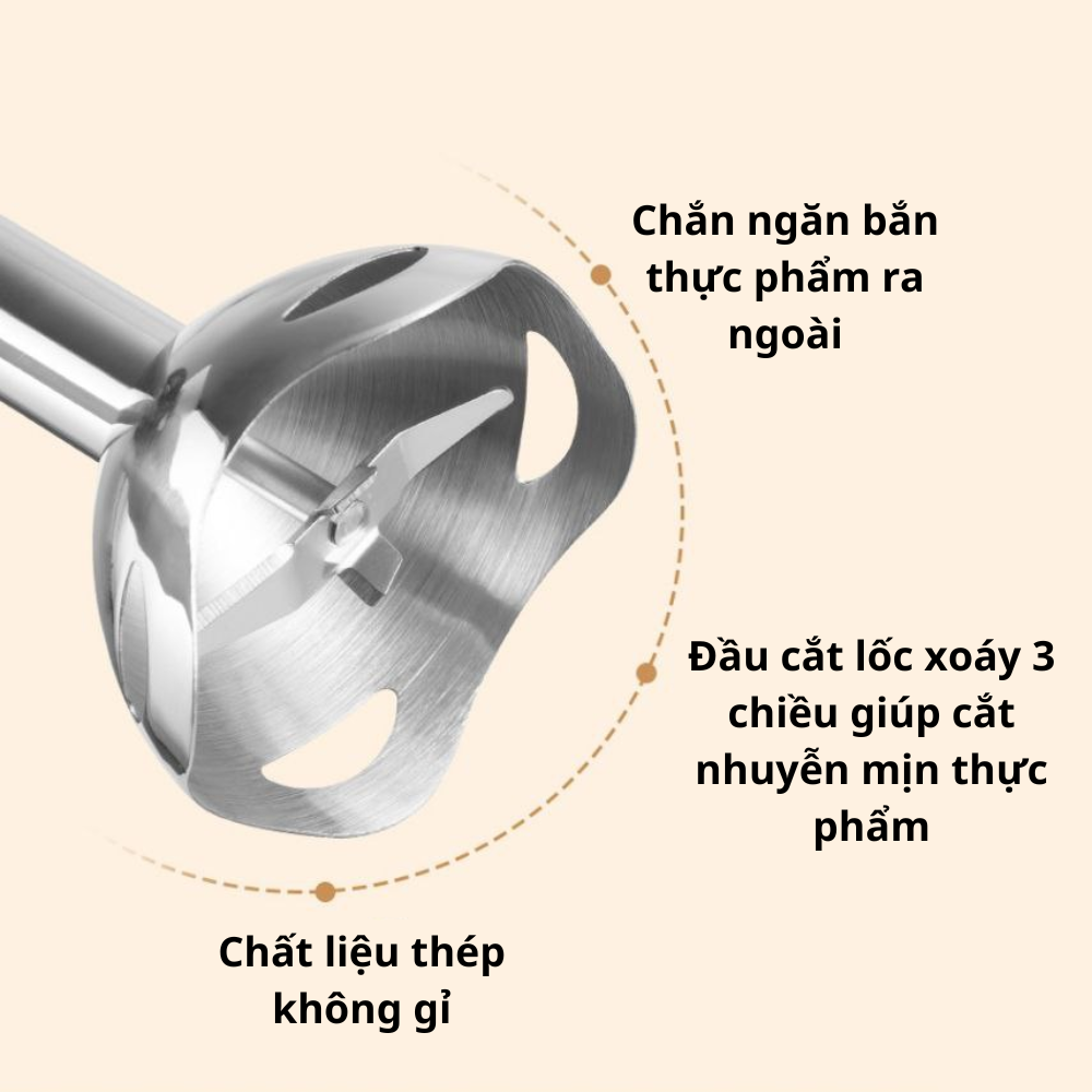 Máy xay cầm tay Lumabella LB-52018, công suất 500W nhỏ gọn chống văng tiện lợi dễ vệ sinh - HÀNG CHÍNH HÃNG