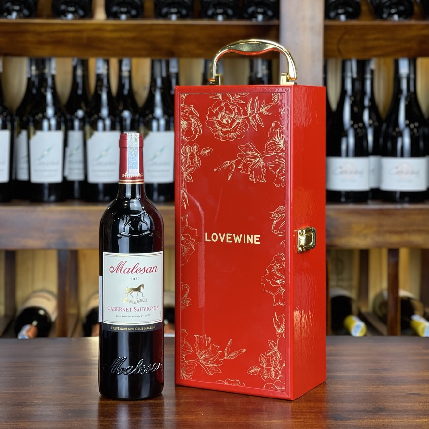 Hộp sơn mài Lovewine 1 chai rượu vang Pháp Malesan Cabernet