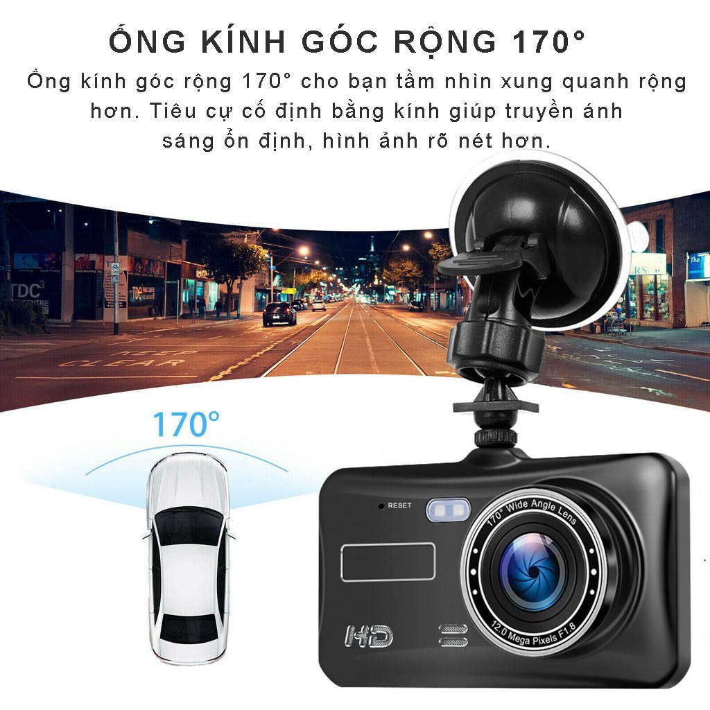 Camera hành trình ô tô A11 PRO Video Chất Lượng 2K FHD 1080P Màn hình cảm ứng 4 inch - camera hành trình , sắc nét ,2 camera kép trước và sau