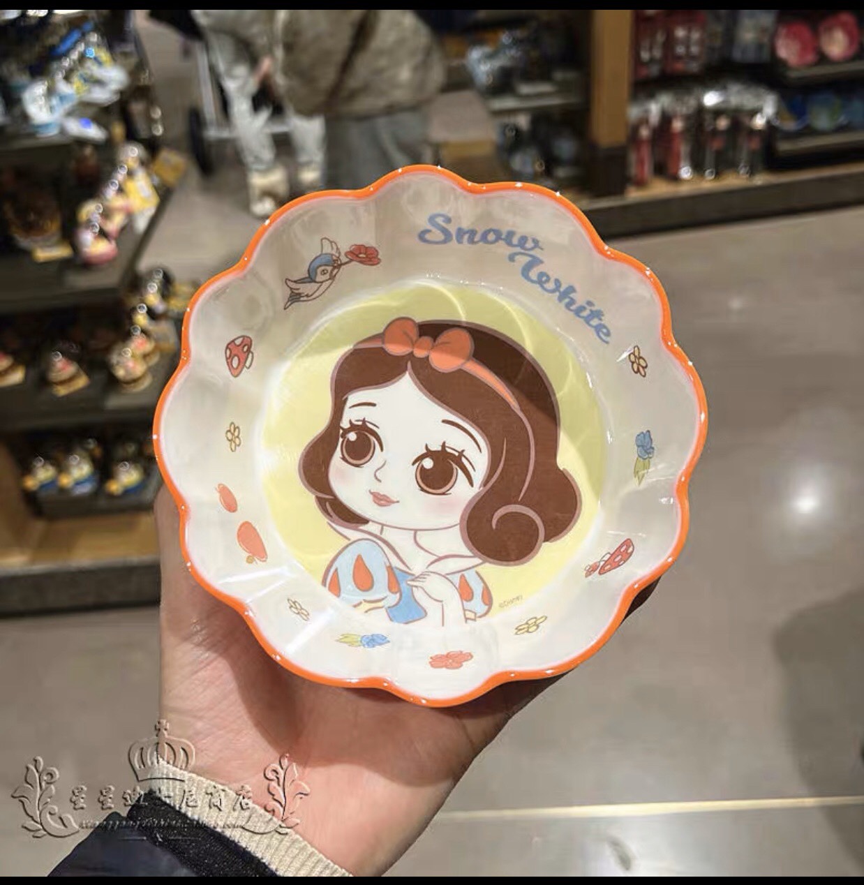 Chén ăn nhựa Melamine viền gợn sóng hình công chúa Bạch Tuyết siêu xinh cho bé gái - PDW21102-W