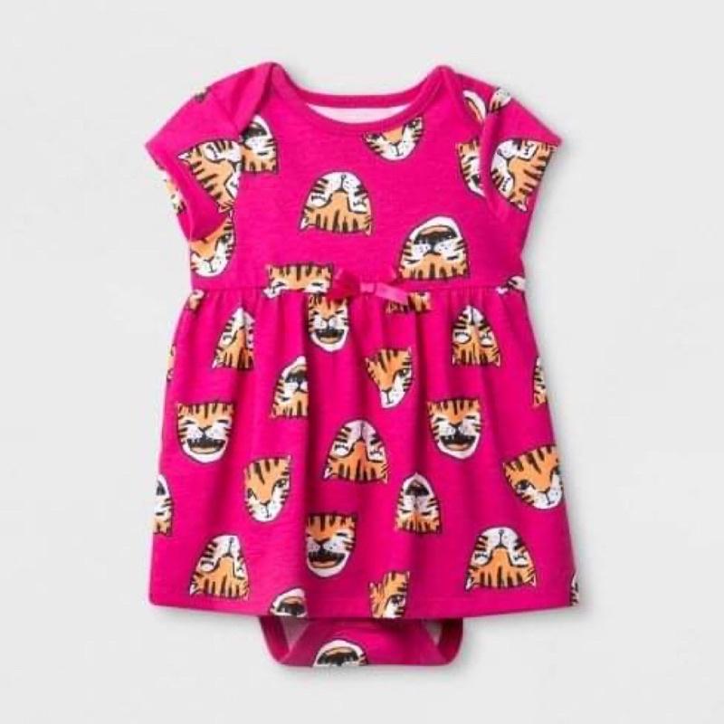 Vải thun cotton hình hổ nền hồng