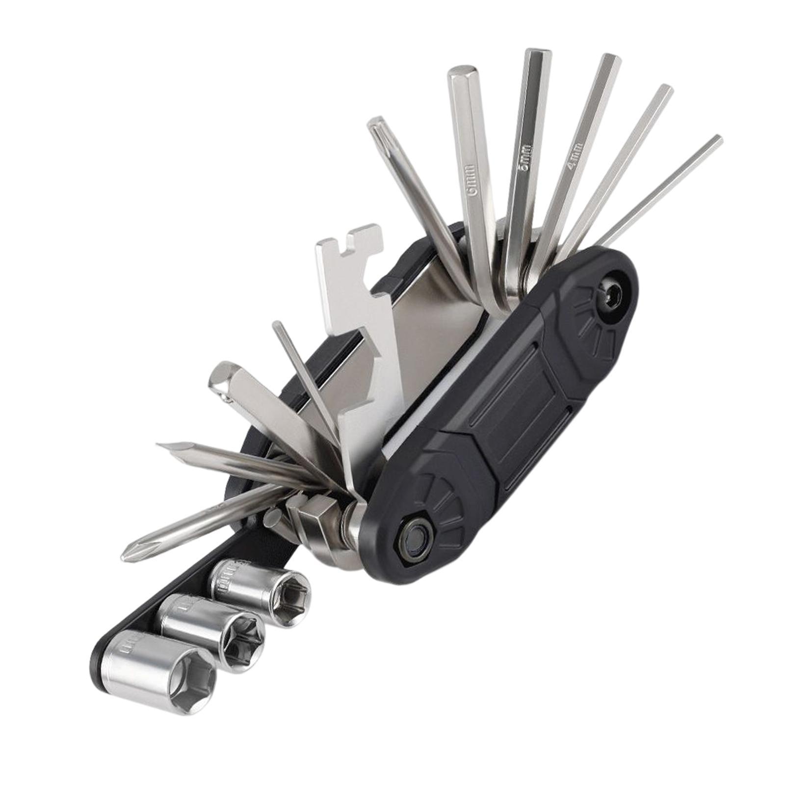 16 in 1 Bike Tire Repair Wrench Tool Multifunctional for Travel Repairing