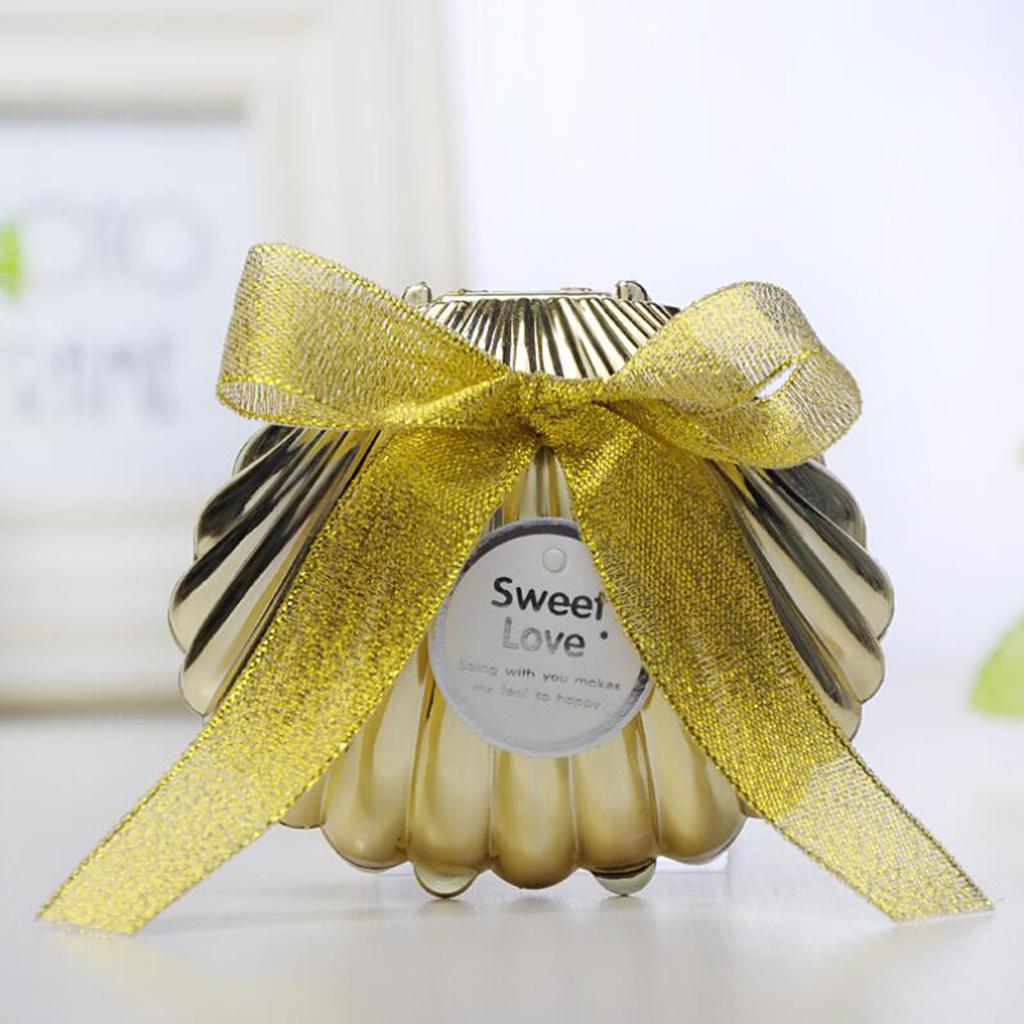 6 Pieces Plastic Shell Shape Candy Boxes Wedding Party Gift Favor Gold