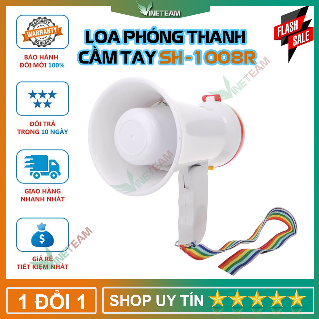 Loa Phóng Thanh Cầm Tay Mini SH-1008 Rao Bán Hàng Rong Hướng Dẫn Viên Du Lịch