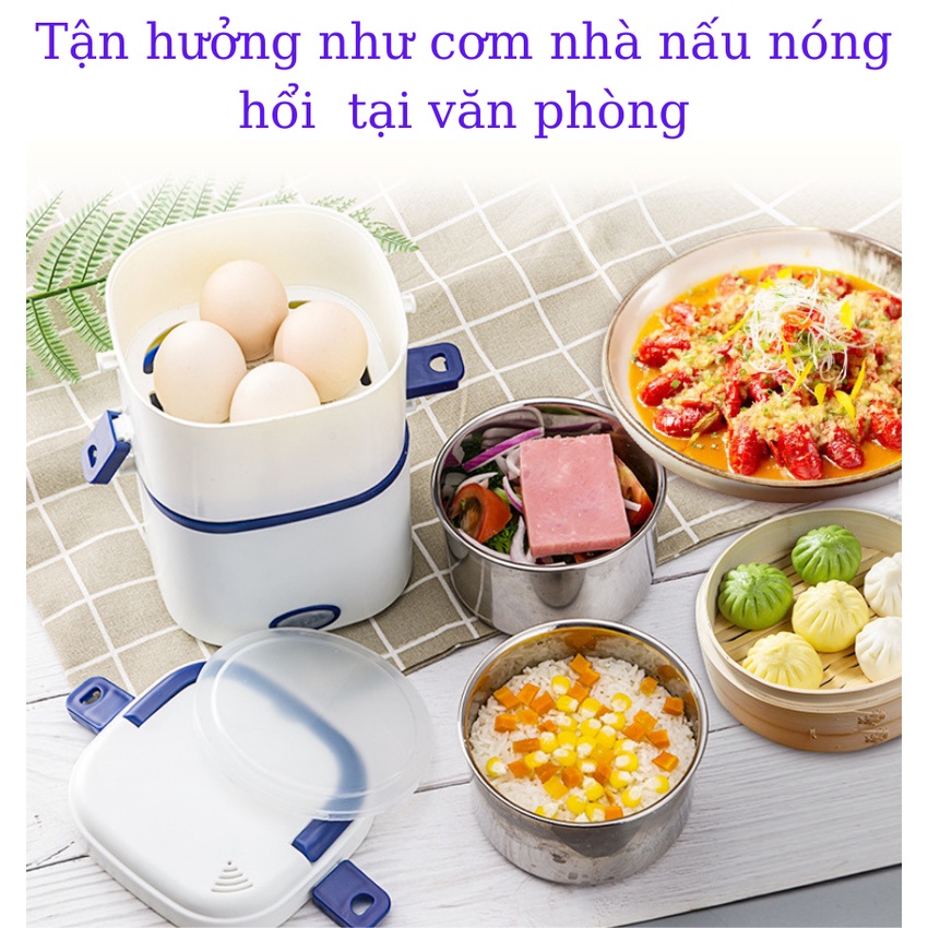 Cặp Lồng Cắm Điện Hâm Nóng Thức Ăn, Hộp Đựng Cơm Điện Đa Năng 2 Tầng Giữ Nhiệt Thức Ăn Trưa Cho Dân Văn Phòng- HÀNG CHÍNH HÃNG MINIIN